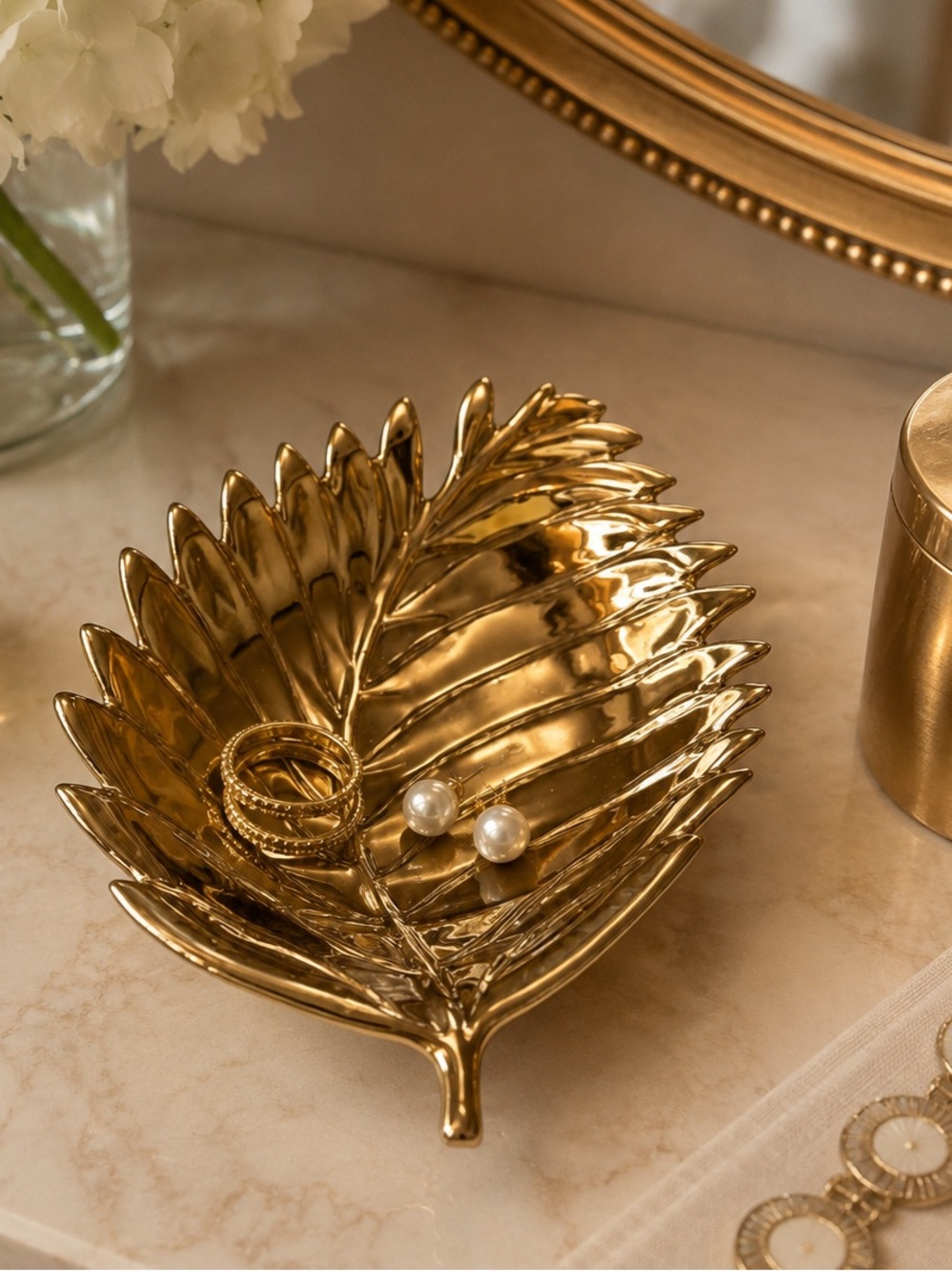 Opalhouse x Jungalow Gold Leaf Trinket Dish | Ceramic Catchall Tray